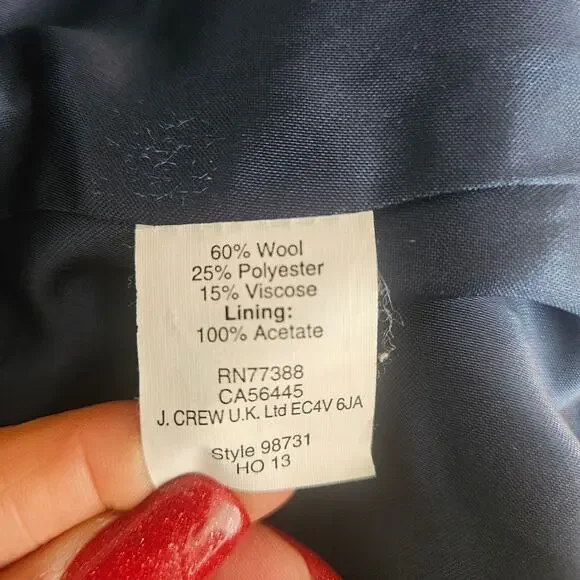 J. Crew Navy Wool Blend Double Breasted Collared Peacoat Gold Shield Buttons 0 - Picture 12 of 13